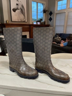 Gucci Women's Rain Boots w/ GG Guccissima Pattern  Size 39