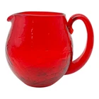 Blenko Crackle Glass Pitcher Vase - 5.5" vtg 1950s Ruby Red Hand Blown #3750-L