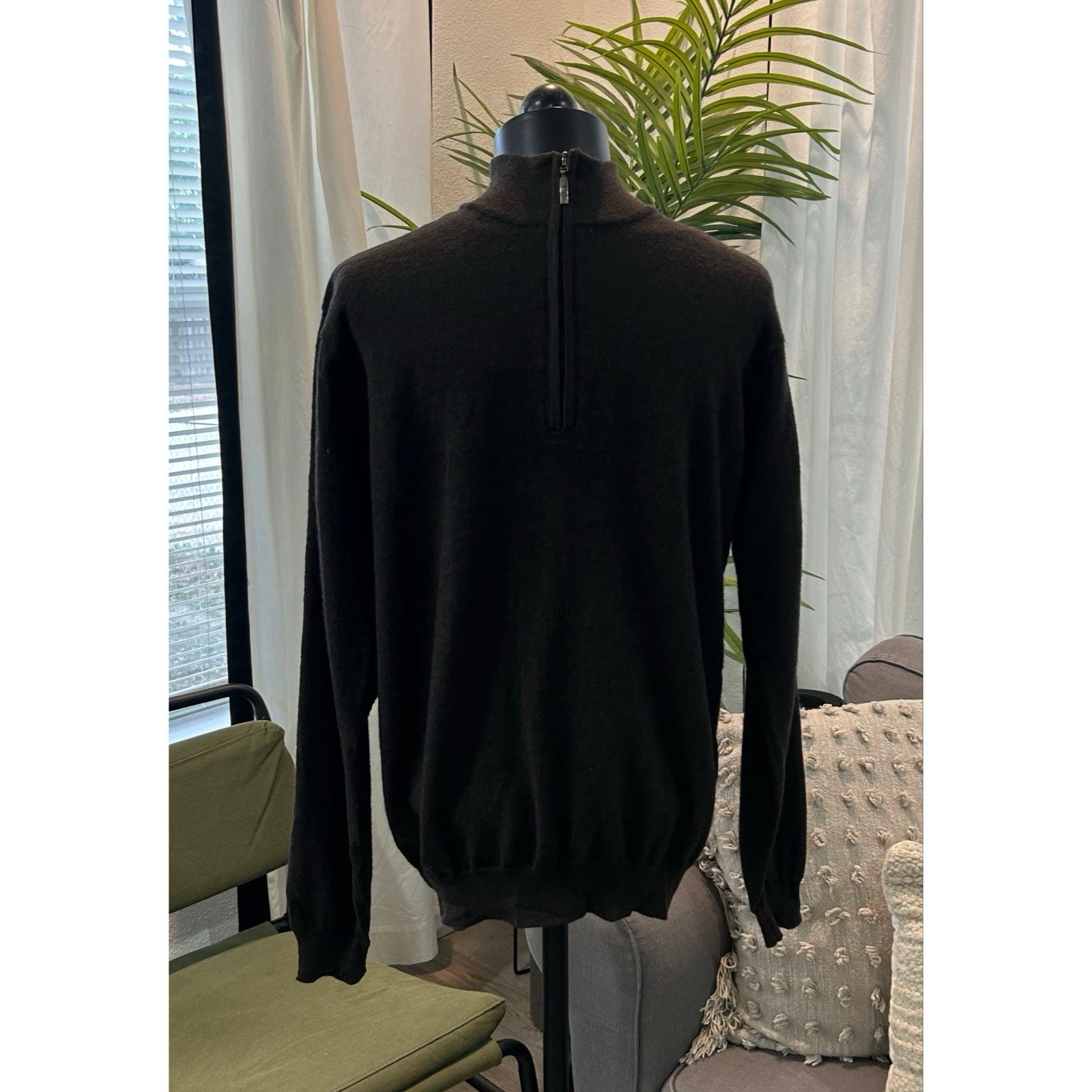 Marnelli Sartoria Men's Merino Wool Half Zip Sweater Size 54 / US Large Brown
