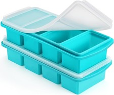 Silicone Freezer Tray with Lid - 1 Cup Silicone Food Freezer Tray - Large Ice
