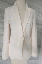 White House Black Market Cream Sleek Blazer Size 2 Longline Jacket One Button