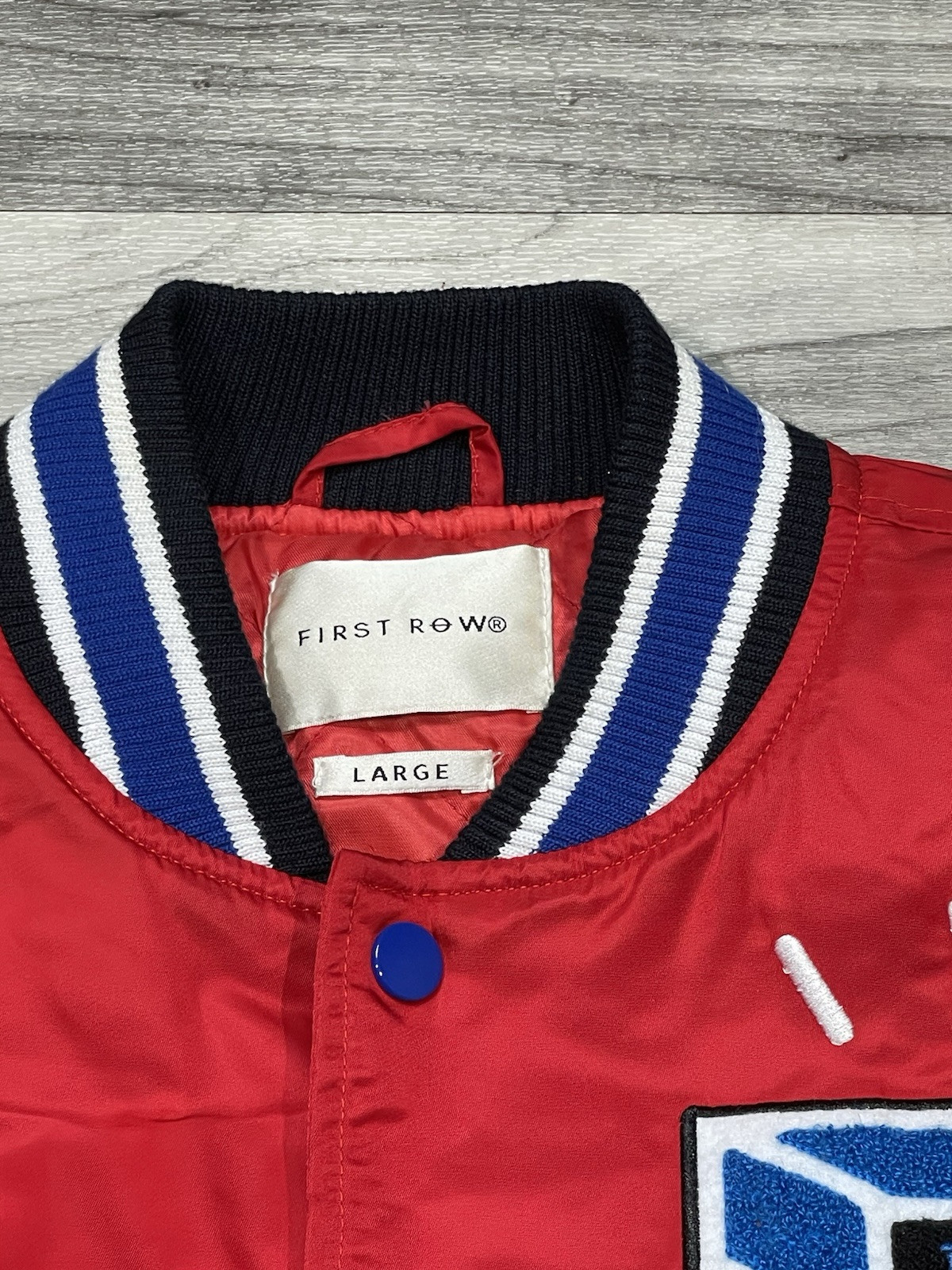 Giacca prima fila Varsity Letterman donna L cappotto con bottoni sole mondo multicolore