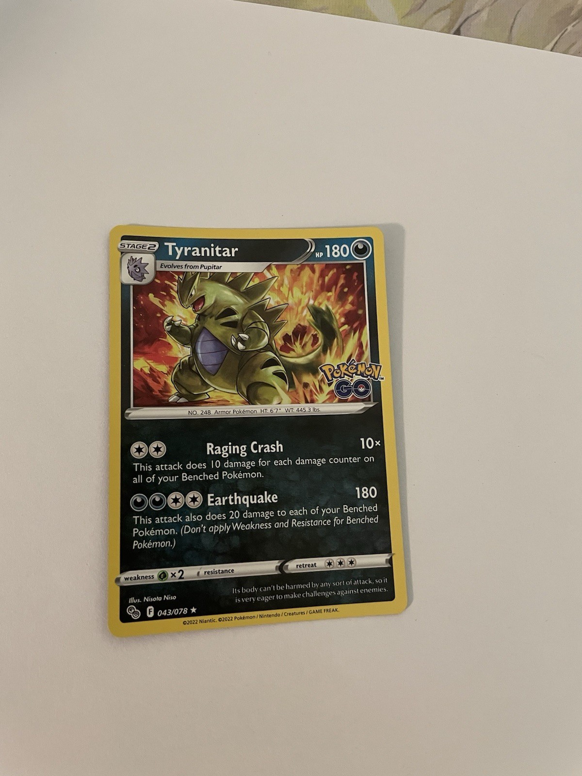 Tyranitar Rare Holo Sword & Shield Pokémon GO 43/78 A3