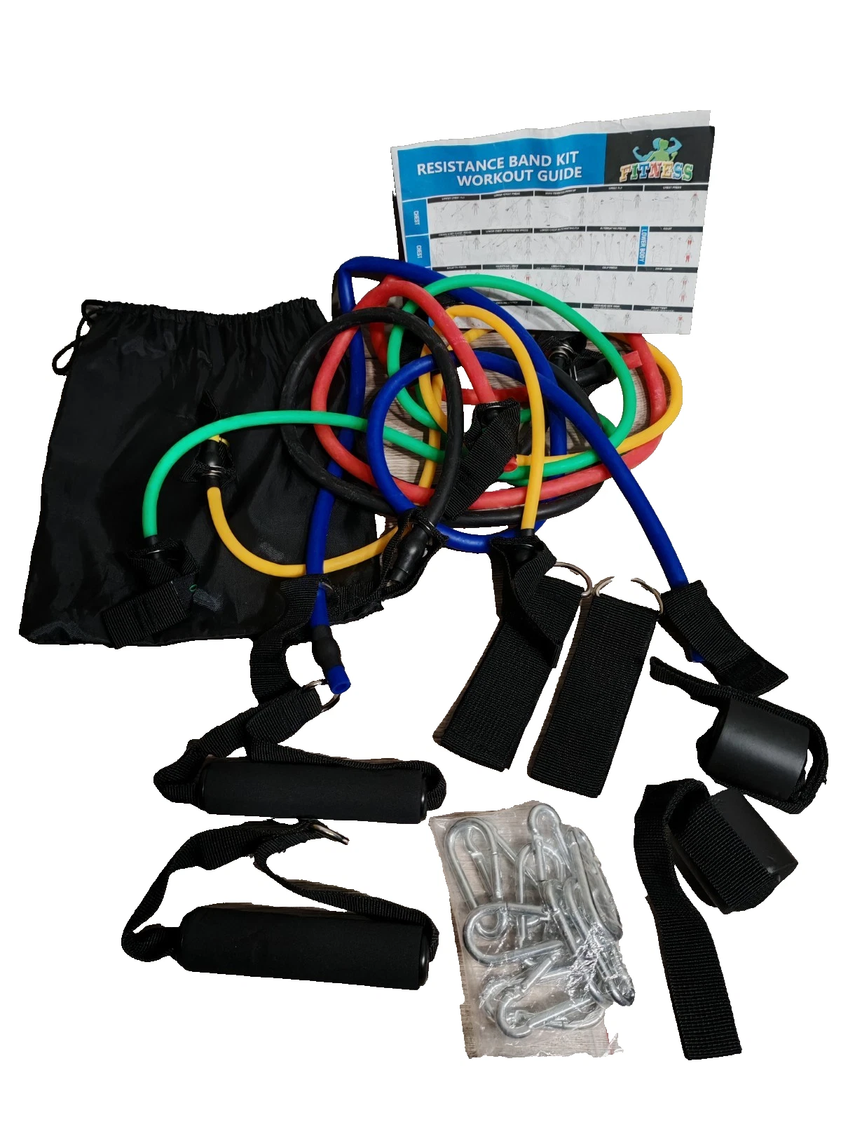 Resistance Band Set 10–50lbs Exercise Fitness Tube Kit with Handles, Door Anchor