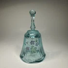 Vintage Fenton Bell Hand Painted Signed P. Thornley Green w Floral Design