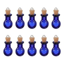 10 Pcs Blue Small Ball Mini Glass Bottles Jars with Cork Stopper Eye Screw
