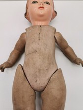 Rare Poupée Pleureuse En Carton Bouilli Peint - Années 1940 - 50 Cm - Superbe état
