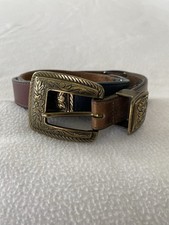 Brighton S45600 Multi Color Leather Belt Gold Decoration Women  s 23-26  Waist