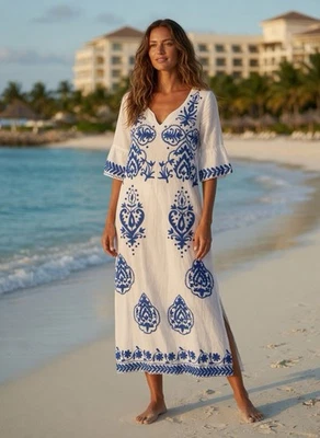 Cotton 3/4 Sleeve Casual Maxi Dresses for Women for sale | eBay Cotton 3/4 Sleeve Casual Maxi Dresses for Women for sale | eBay