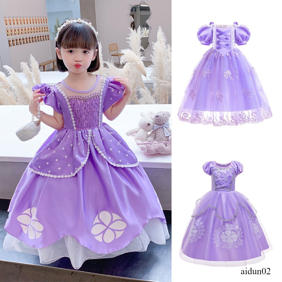 Niñas Sofía El Primer Vestido Cumpleaños Fiesta Trajes Princesa Juegos con disfraces Disfraz Regalo