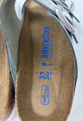Birkenstock Arizona Metallic Silver Soft Footbed 37 Women's 6 New