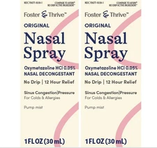 2 pack foster & thrive nasal decongestant spray oxymetazoline .05% 12hr 30ml