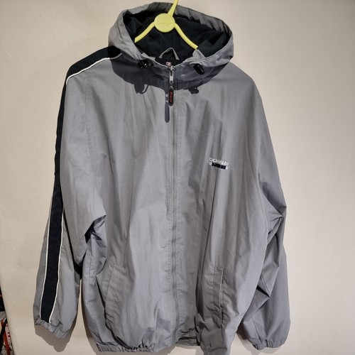 Chaqueta cortavientos vintage DONNAY con capucha - Camiseta deportiva gris para hombre - Grande - Imagen 2 de 13