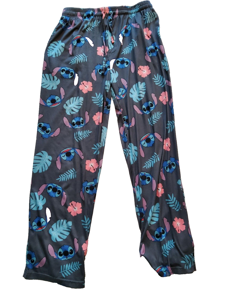 Disney Stitch Ladies Pajama Bottom Pants Grey Drawstring Pockets