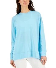 NWT ID Ideology Women's Active Solid Crewneck Top Blue Size XL $40 B409