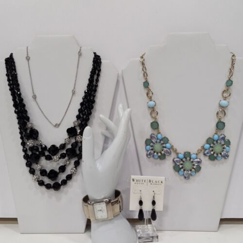 White House Black Market Black & Blue Tones Fashion Jewelry Set w/ Wristwatch - Bild 1 von 5