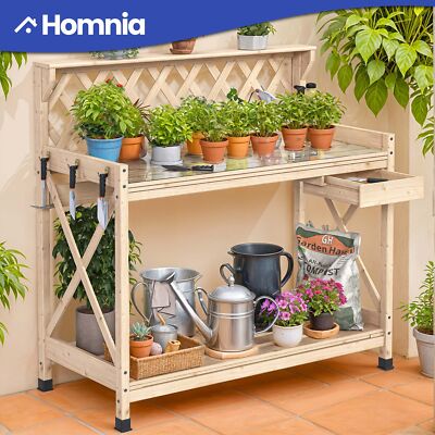 Potting Bench Wooden Planting Table Garden Outdoor Workstation Storage Drawer