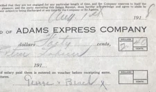 Antique 1918 Adams Express Co Billhead Receipt 3.5x8.5 Transportation Shipping
