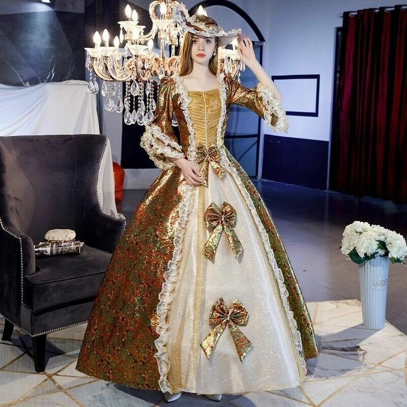 Damen Viktorianisch Kostüm Mittelalterlich Ball Ballkleid Gothic Retro Vintage - Bild 4 von 4
