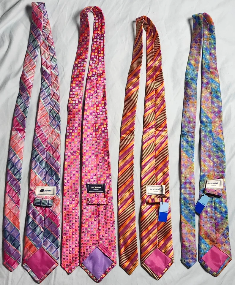 Lot of 4 Duchamp London Ties Men's Multicolor Square Striped Handmade in UK - Image 2 of 4