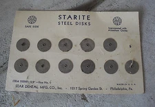 ODD Vintage Dentist Dental Starite Steel Disks Star Dental Mfg Co Size 1