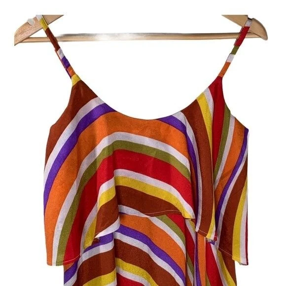 Judith March Dress Womens Sleeveless Mini Sundress Size Small Orange Red Striped - Image 2 of 4