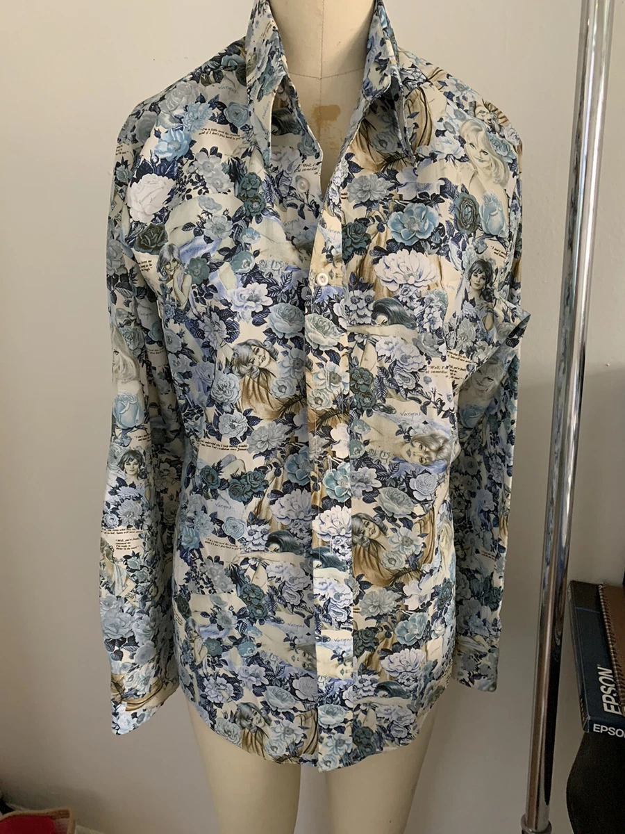 VINTAGE RARE 70s Chemise Et Cie Shirt PLAYBOY FIRST VARGAS COLLAGE Disco