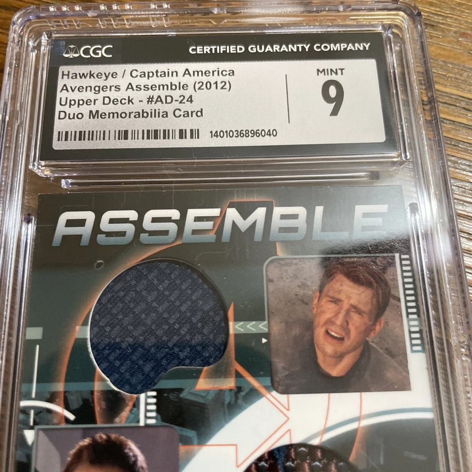 CGC 9 Avengers Assemble 2012 AD-24 Hawkeye Captain America Duo Memorabilia Card - Image 2 of 3