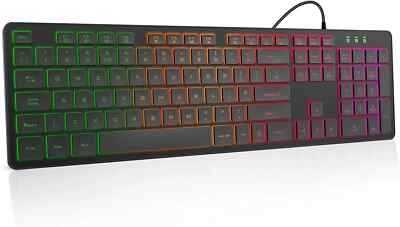 WisFox Rainbow LED hintergrundbeleuchtete Multimedia kabelgebundene Tastatur X02 - schwarz CE1349 R D