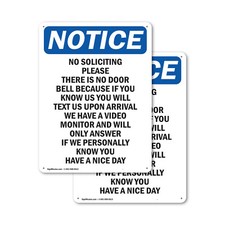  2 Pack No Soliciting Please There Is OSHA Notice Sign Decal Metal Plastic
