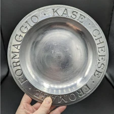 Vintage Pewter Cheese tray plate Craft American By Bon Chef Kenilworth NJ 9 inch