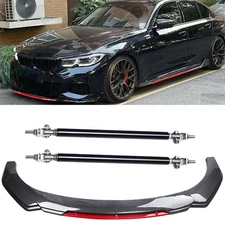 For BMW Front Bumper Lip Spoiler Splitter Strut Rods Body Kits Carbon Fiber