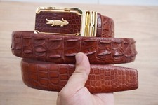 Red Brown CROCODILE Hornback LEATHER Pint Men's Belt -W 1.5 inch R17