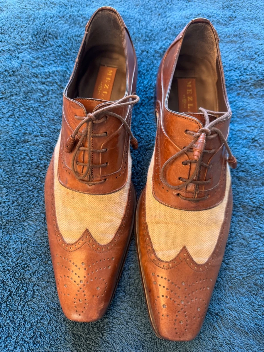 Vtg Mezlan Okanagan Oxford Mens 11M Brown‎ Perforated Leather Spain Y2K Luxury Vtg Mezlan Mens Oxford Shoes Woven Leather | Mercari main image 4