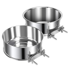 2 Pcs Medium Pet Dog Food Water Bowl for Cage Stainless Steel Non-Spill Kenne...