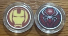 2 MARVEL THEMED 1 GRAM .999 FINE SILVER ROUNDS IRON MAN & SPIDER-MAN