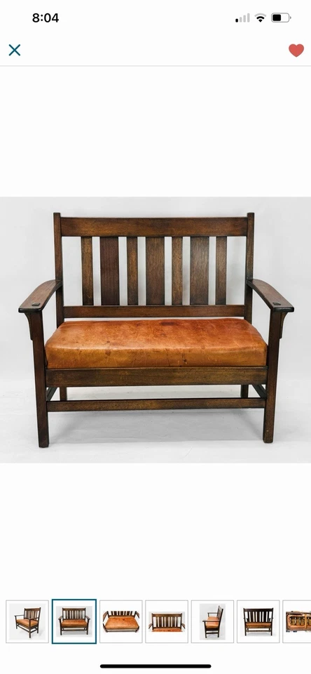 Mission Oak Arts & Crafts Open Arm Settee or Loveseat, Circa 1900 Bench - Image 2 of 4