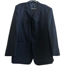Mauro Black Wool Pinstripe Blazer Sport Coat Men's 46R Classic Jacket