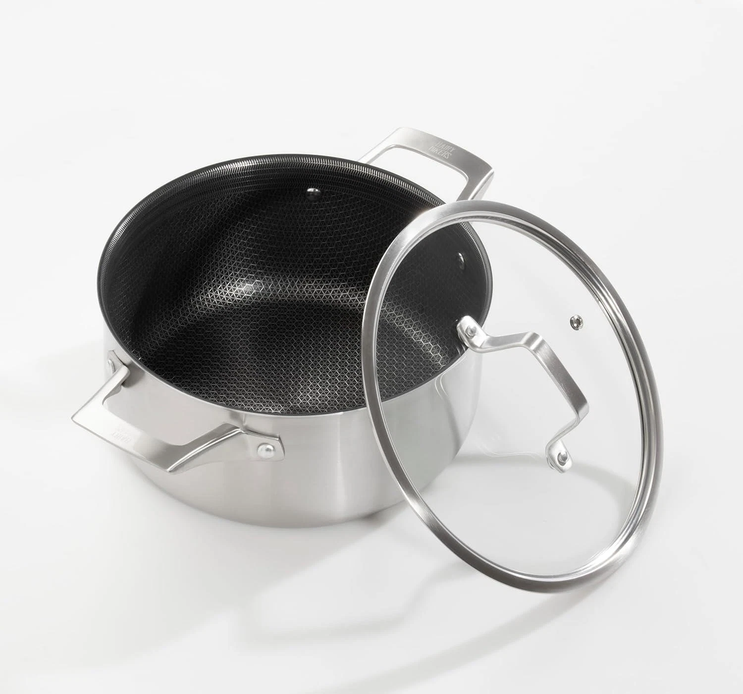 Hairy Bikers Hex Guard Stainless Steel 24cm Casserole Stockpot Pan Glass Lid