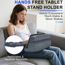 1 pc Tablet Pillow Holder Foldable iPad Stand for Lap Bed Desk with Pocket
