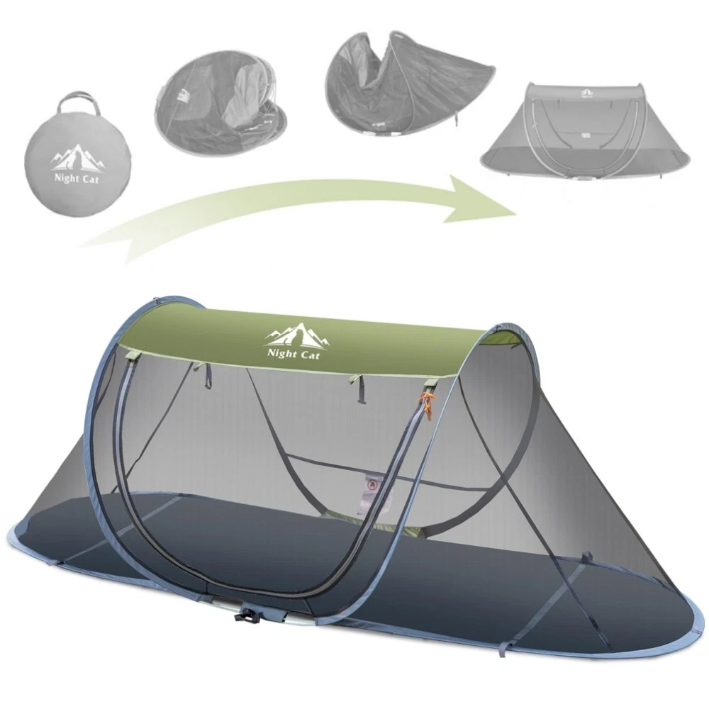 Night Cat Pop-up Mosquito Tent Camping Tent with Bug Screen Net Adults Kids