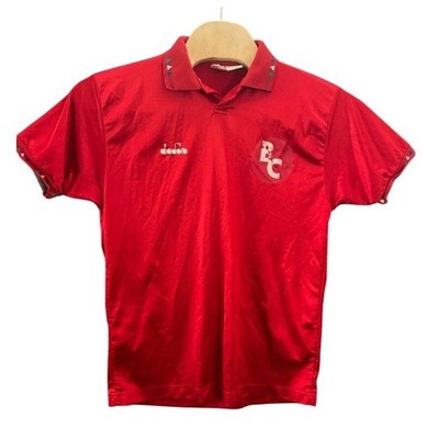 Vintage Diadora Soccer Jersey Mens Large Red Short Sleeve Polo Collar BC Crest