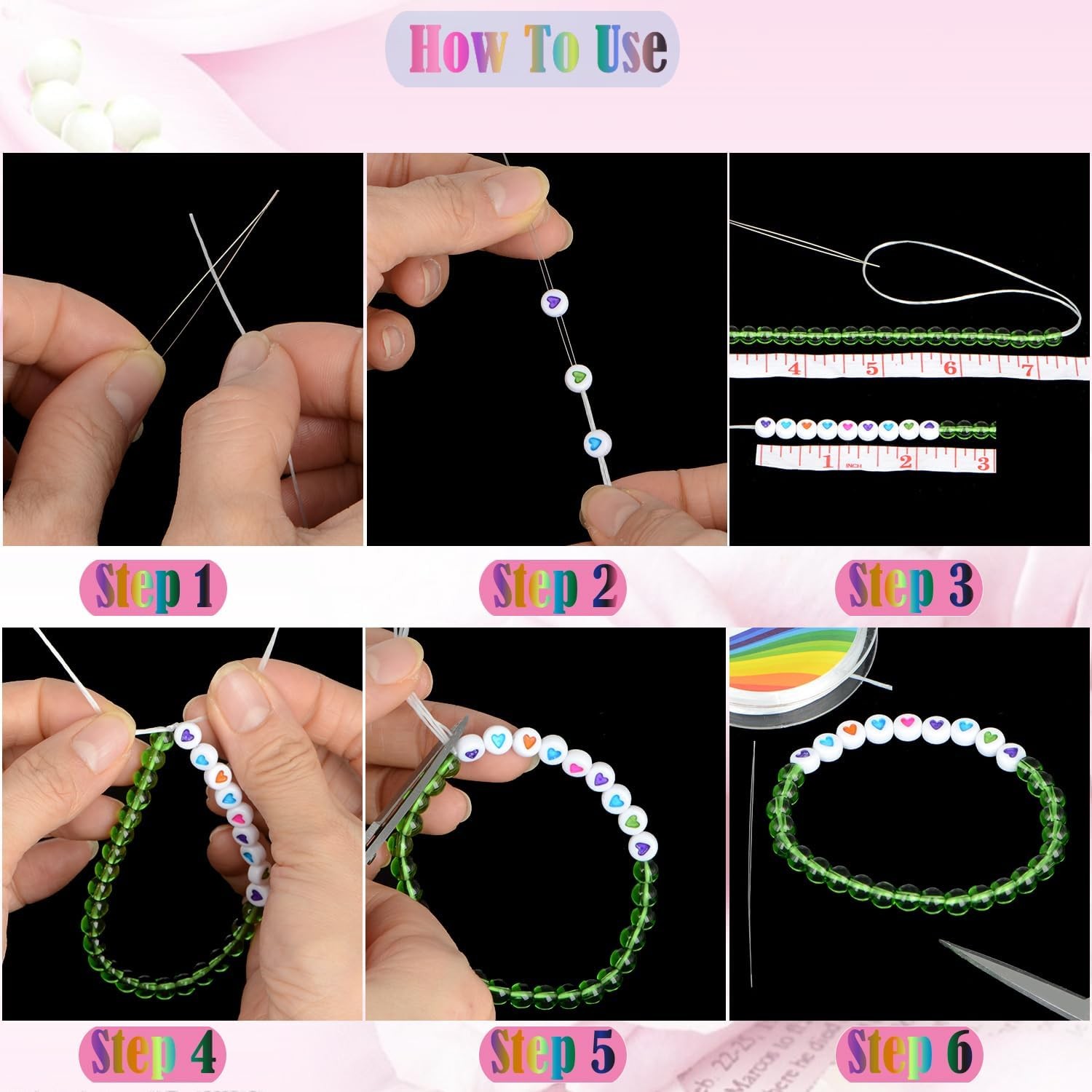 12 Rolls 0.8mm Elastic Stretchy String Cord for Bracelet Jewelry Making with ...