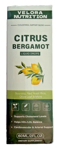 Velora Nutrition Citrus Bergamot Liquid Drops Cholesterol Support 60ML / 2FL OZ