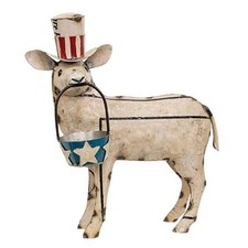 New Primitive Recycled Metal AMERICANA SHEEP FIGURE Standing Statue