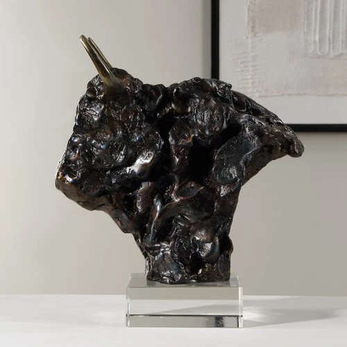 Uttermost 18148 Bison Cast Iron Animal Bust Sculpture - Bronze - Picture 3 of 5