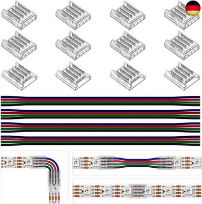 BTF-LIGHTING SMD 4pin 10mm Connector kit 12pcs Transparent Connector 4pcs 15cm
