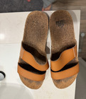 Reef Men’s Tan/Brown Slide Sandals Leather Upper Cork Footbed US 9 — photo 1