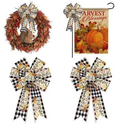 Hying 2 Pieces Fall Bows for Wreath, Bow-fl-yc-220727-2pcs Black Plaid 