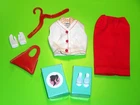 Vintage BARBIE CRISP N COOL #1604 BLOUSE SCARF SKIRT JAPAN SHOES GLOVES + PURSE